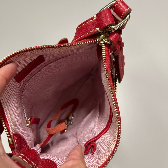 Dooney & Bourke Red Pebble Leather Letter Carrier Bag - Picture 11 of 16